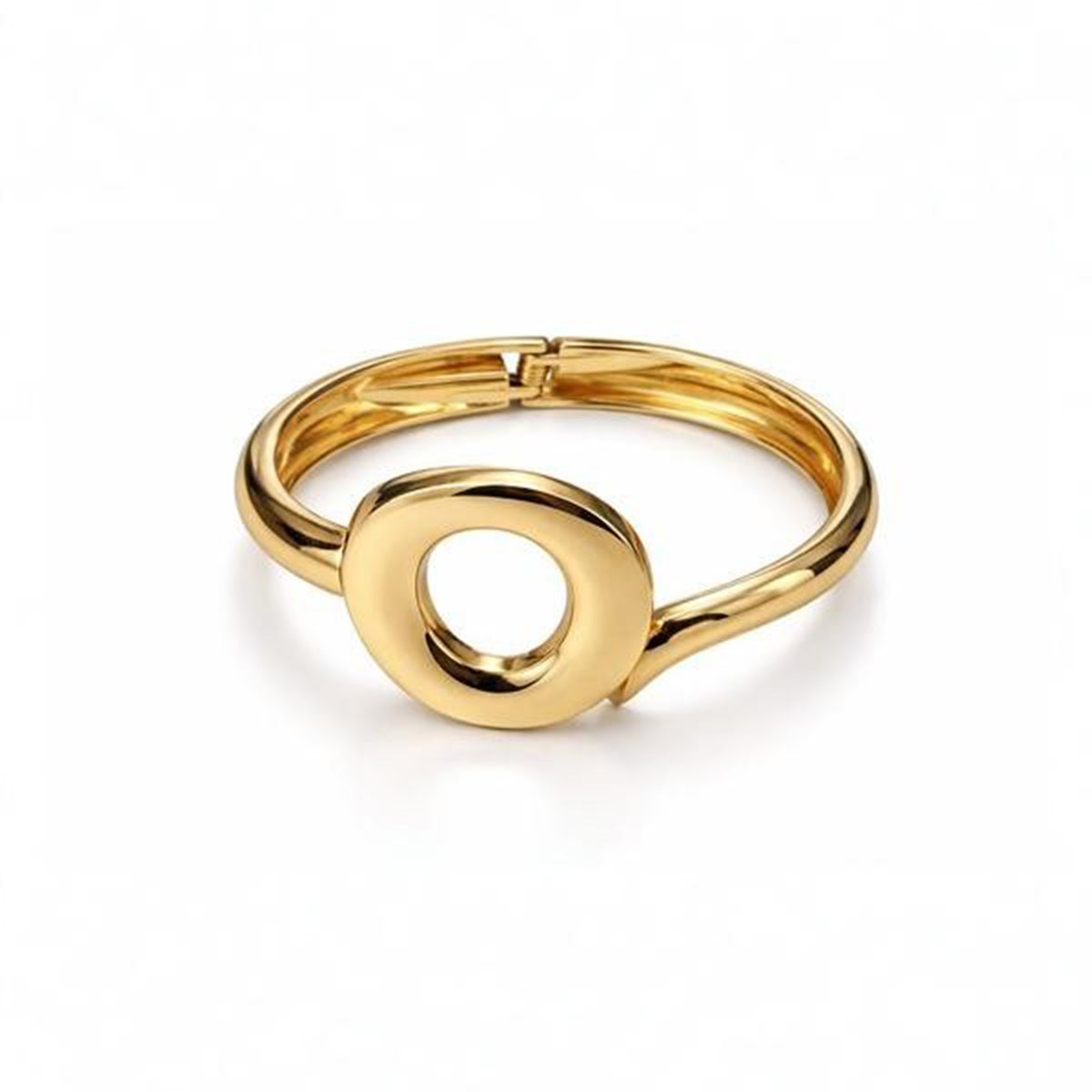plain gold hinged bangle bracelet for women