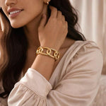Gold plated chunky kada bracelet for women