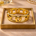Gold plated chunky kada bracelet for women