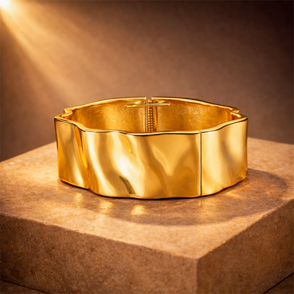 Gold Wavy Kada Bracelet for Women