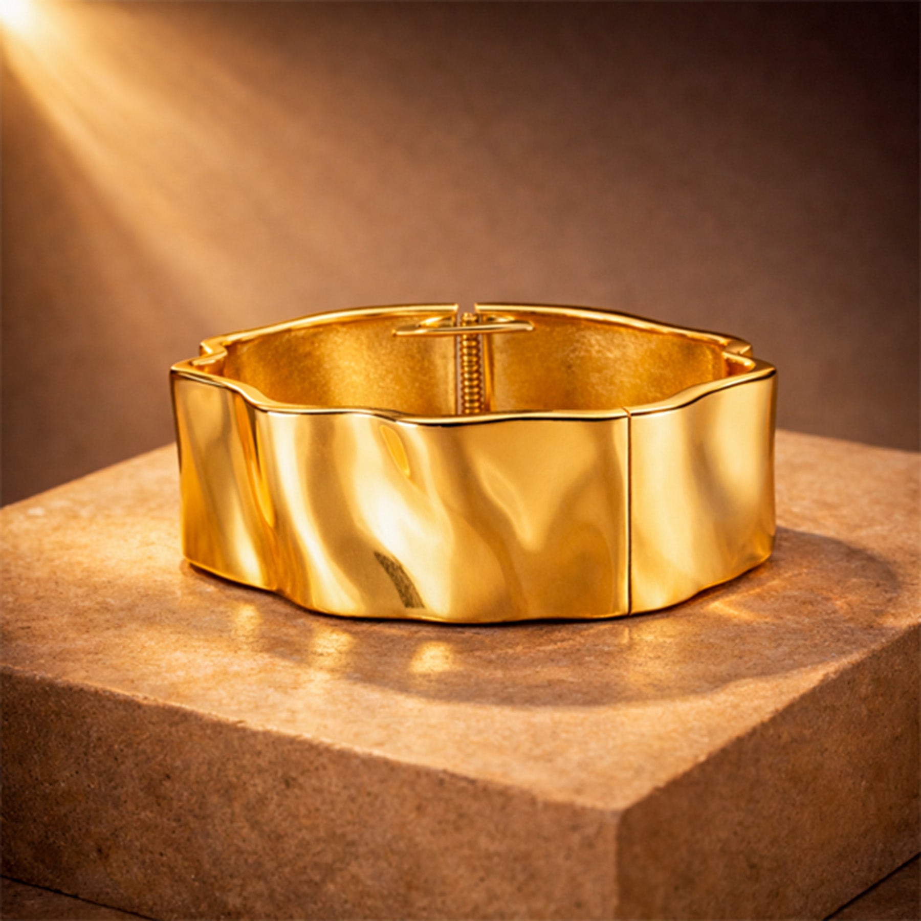 Gold Wavy Kada Bracelet for Women