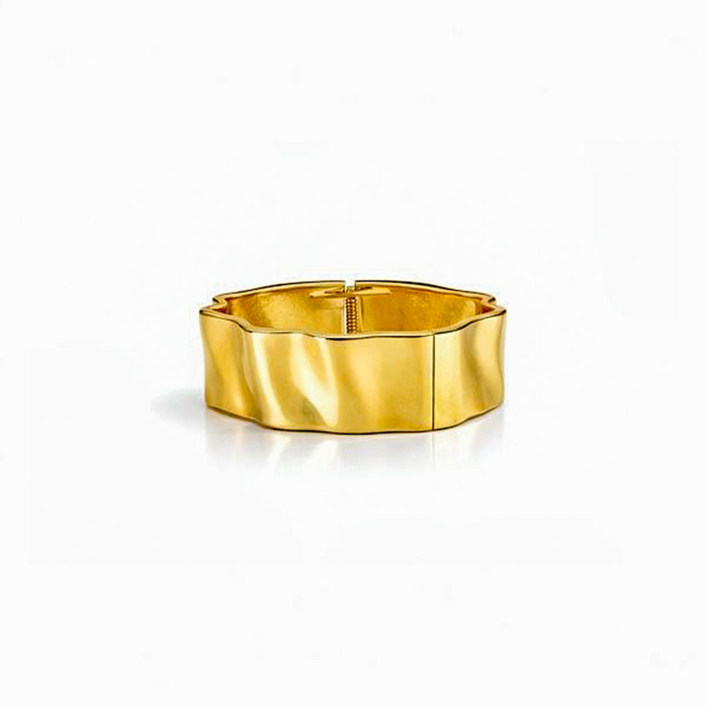 Gold Wavy Kada Bracelet for Women