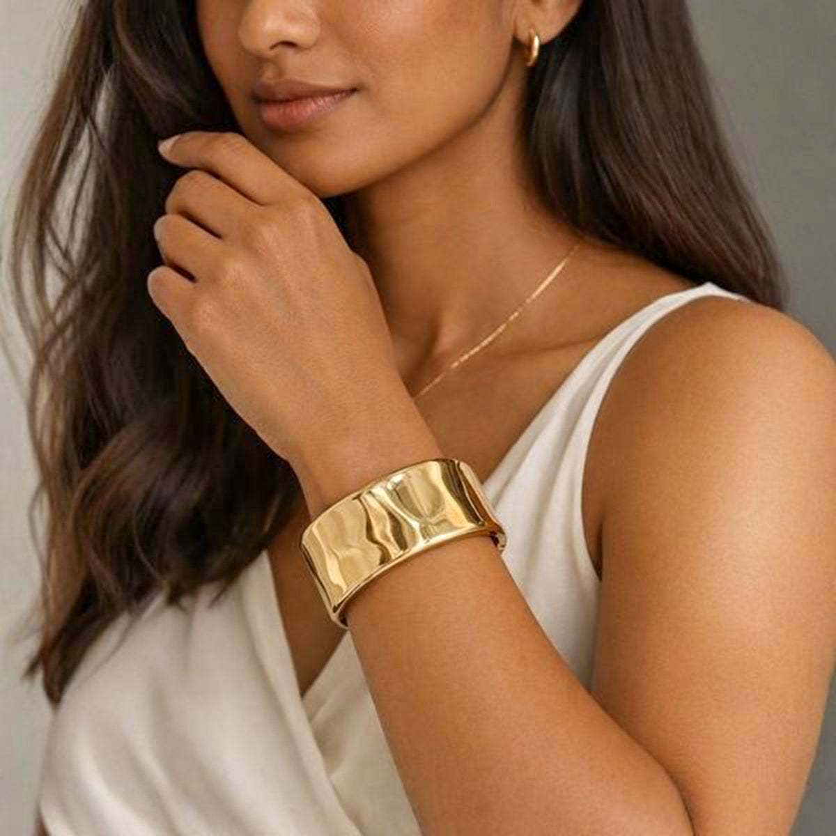 Wide Gold Statement Cuff Bracelet