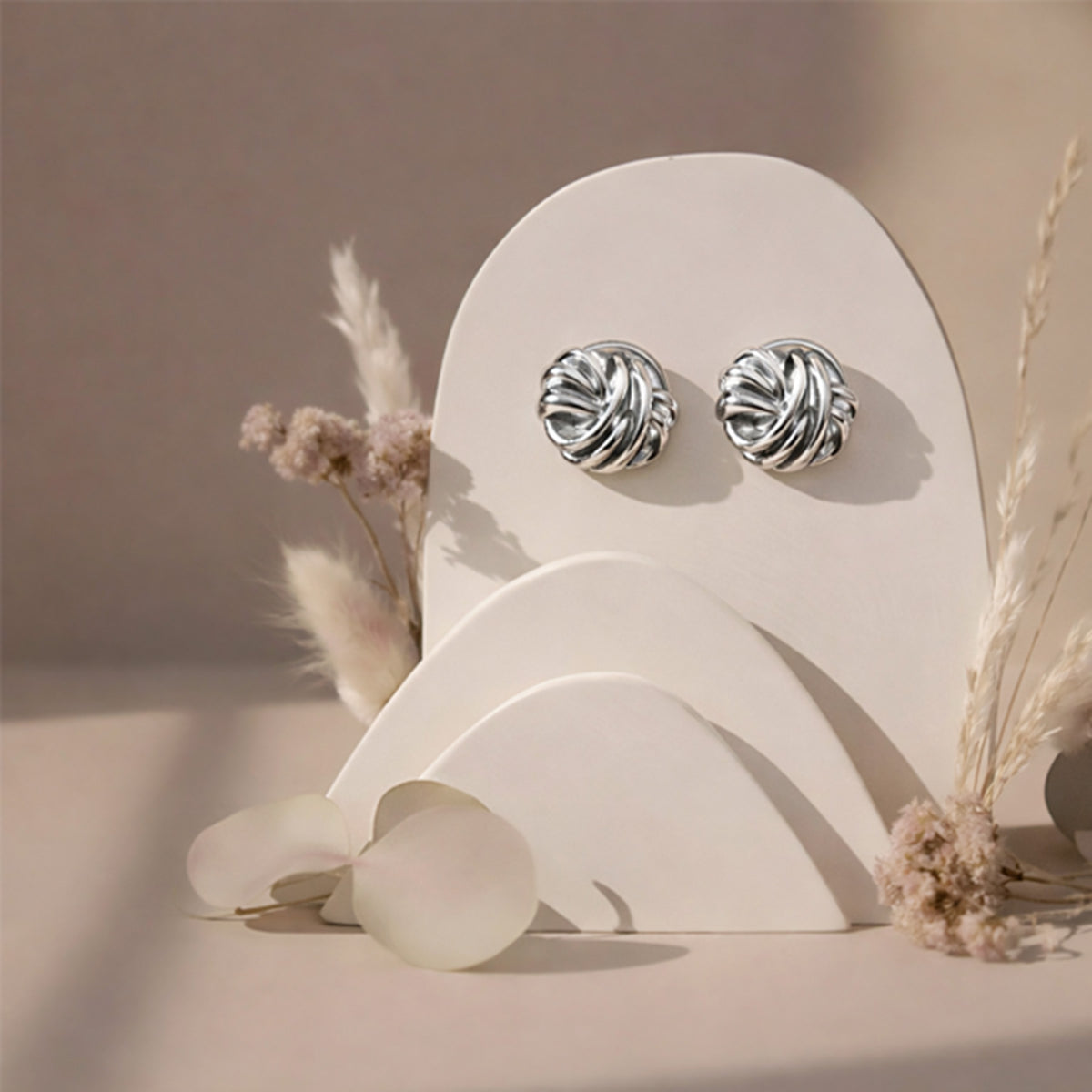 Silver Swirl Stud Earrings
