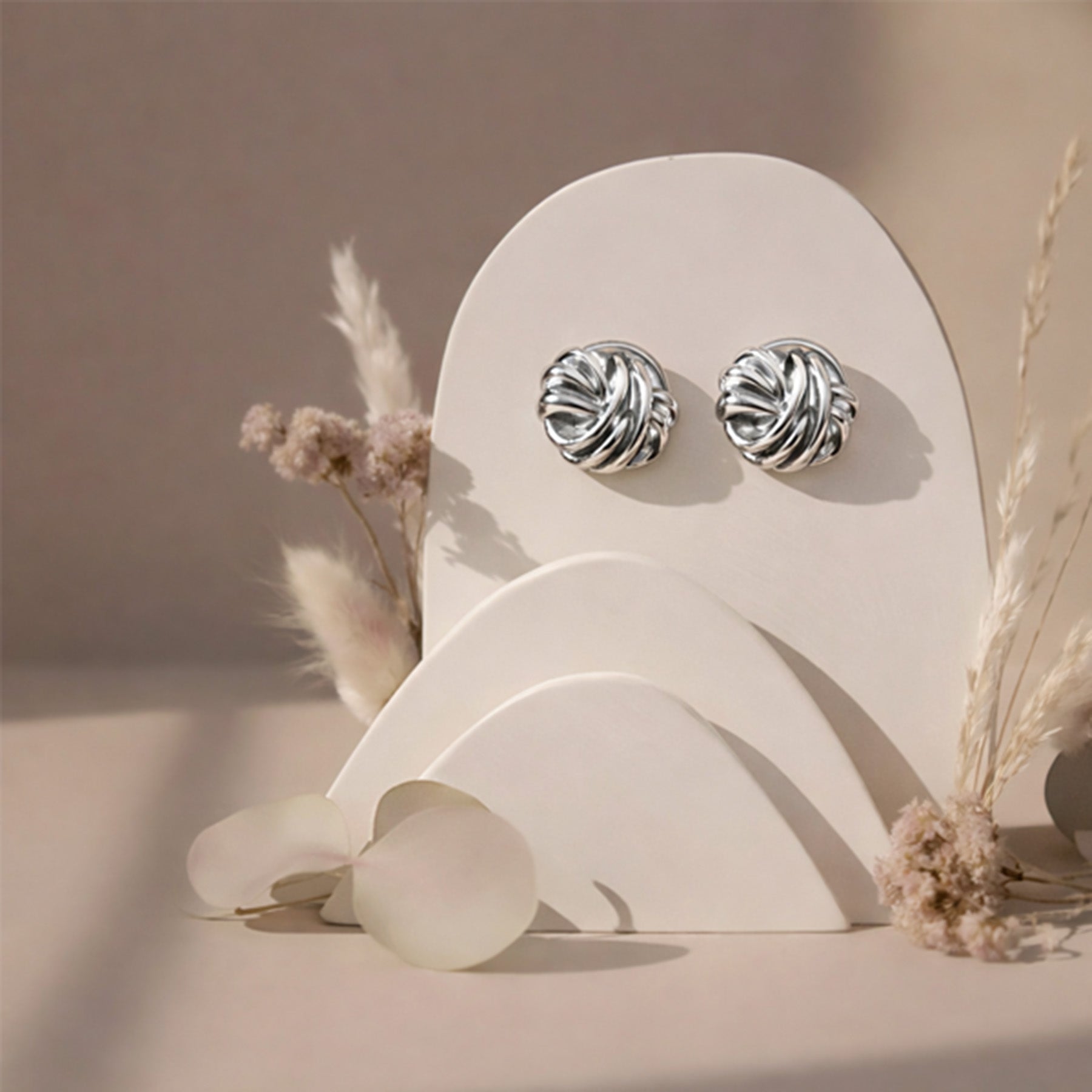 Silver Swirl Stud Earrings