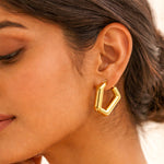 Luxe Crystal Square Gold Stud Earrings