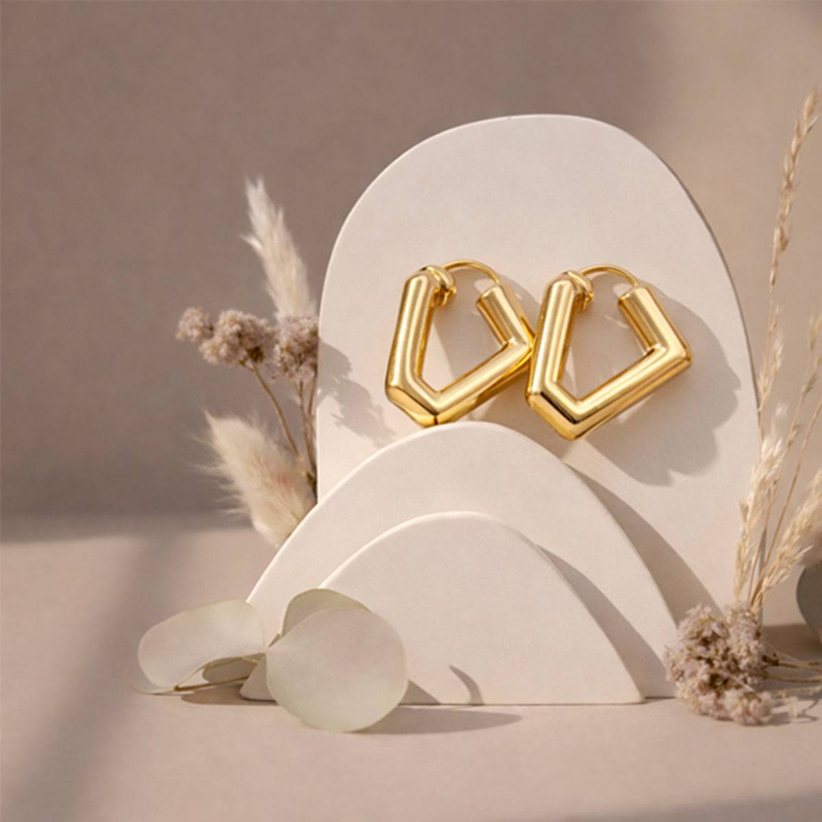 Luxe Crystal Square Gold Stud Earrings