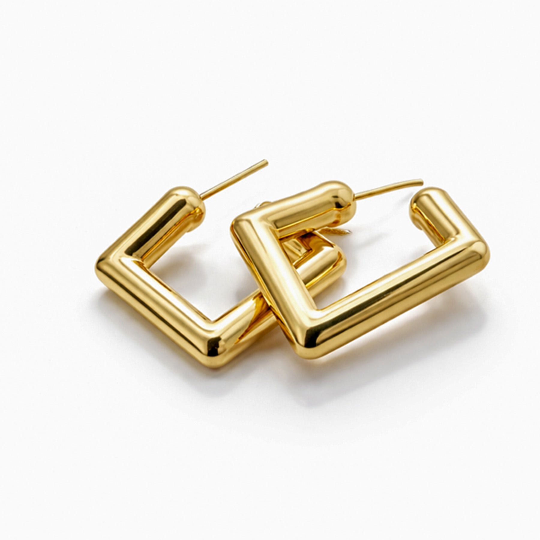 Luxe Crystal Square Gold Stud Earrings