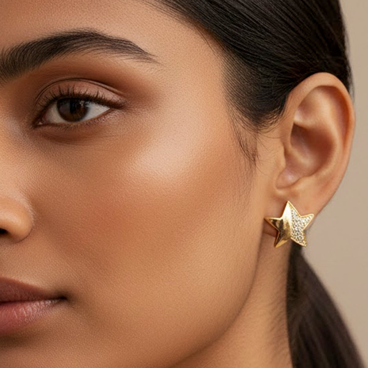 Golden Starburst Stud Earrings