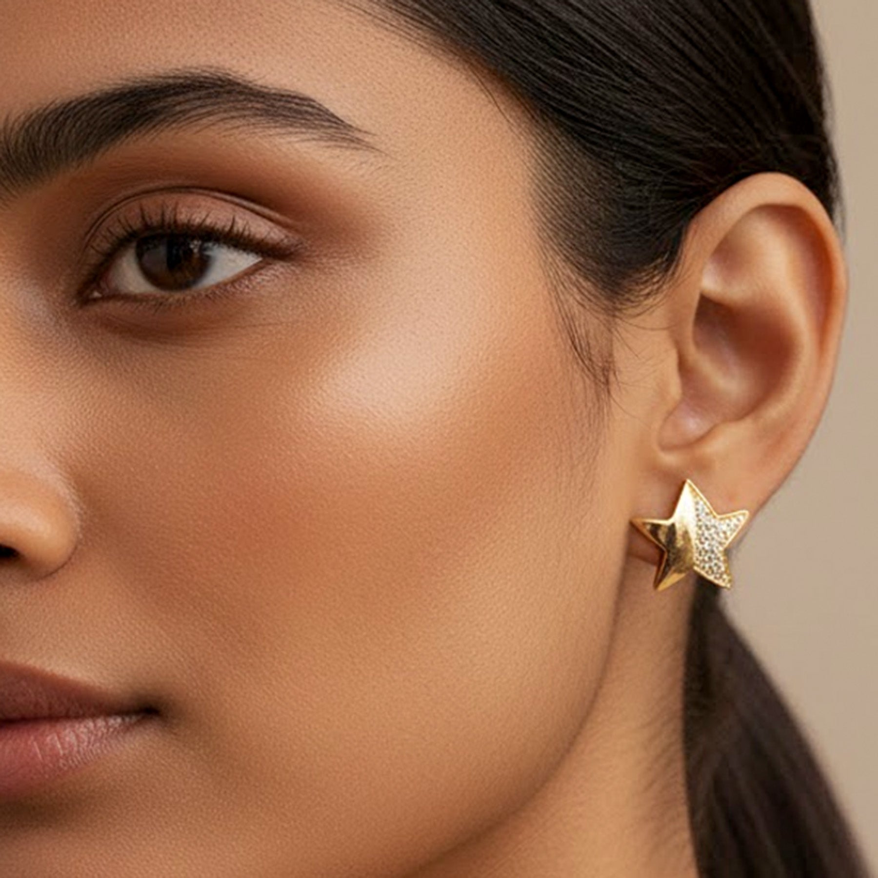 Golden Starburst Stud Earrings