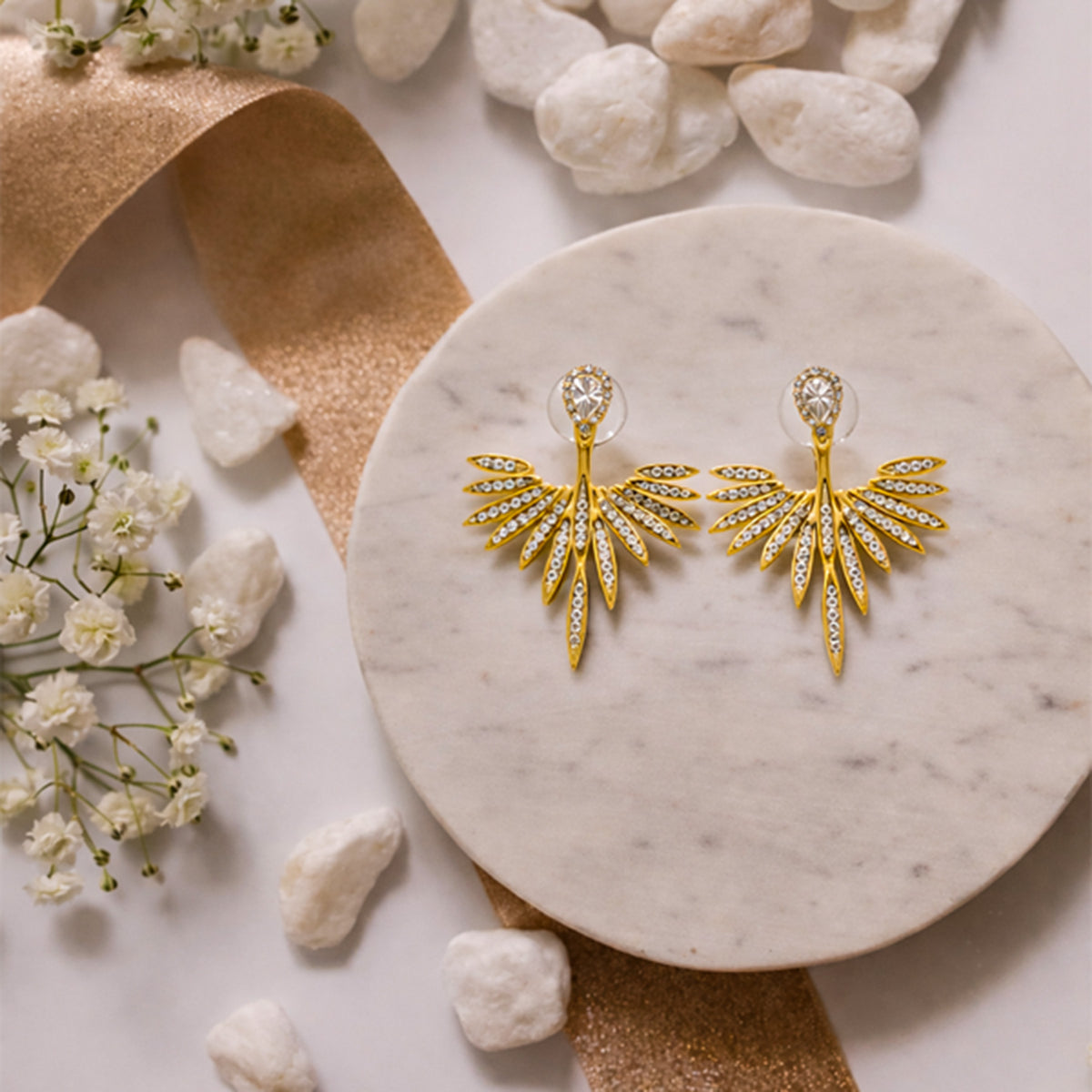 Gold Starburst Statement Earrings