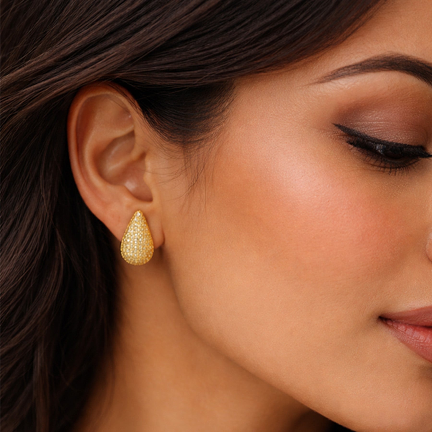 Radiant Crystal Curve Hoop Earrings