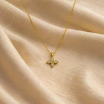 Golden Blossom Crystal Pendant Necklace