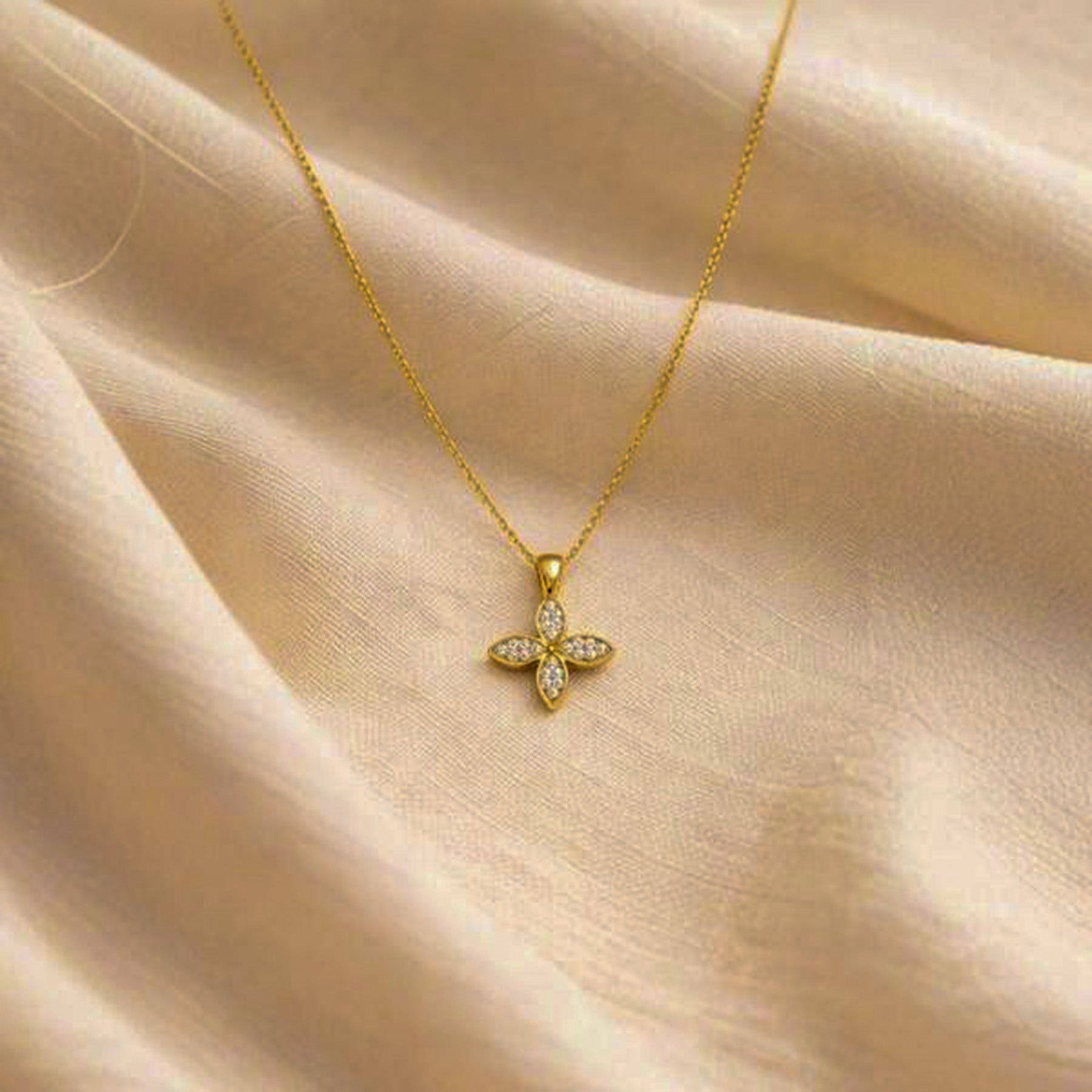 Golden Blossom Crystal Pendant Necklace