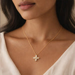 Golden Blossom Crystal Pendant Necklace