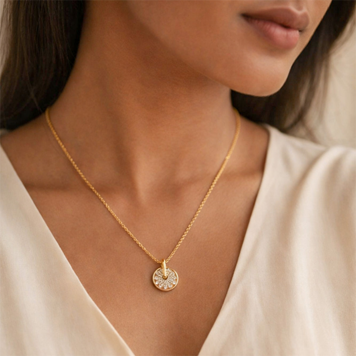 Radiant Halo Crystal Pendant Necklace