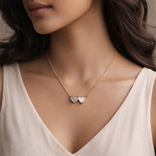 Dual Tone Heart Pendant Necklace