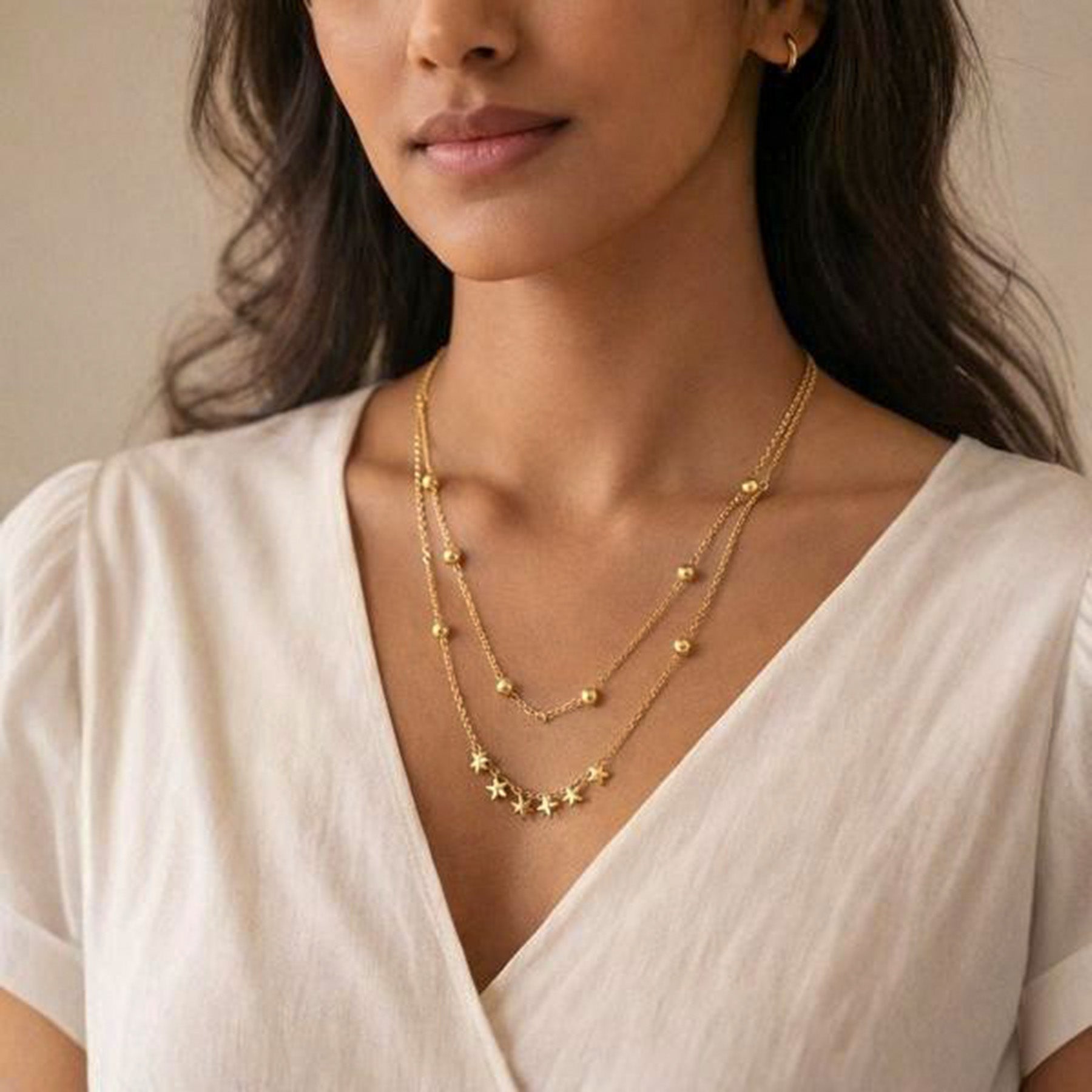Ethereal Gold Layered Chain Choker Necklace