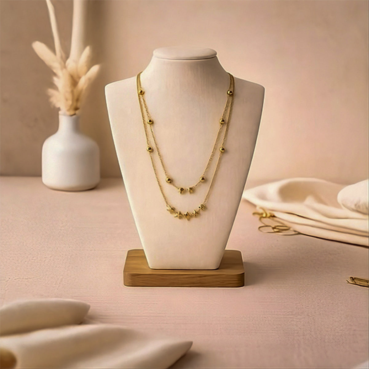 Ethereal Gold Layered Chain Choker Necklace