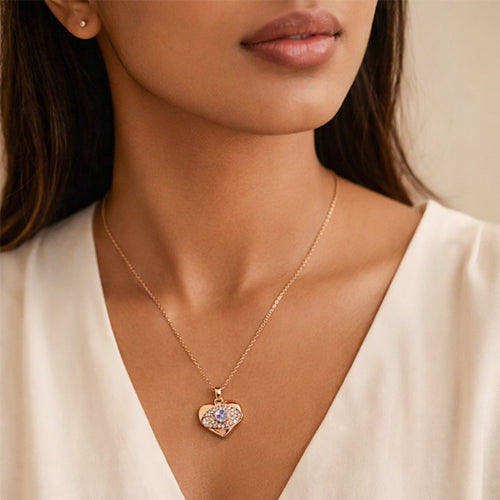 Celestial Evil Eye Heart Pendant Necklace