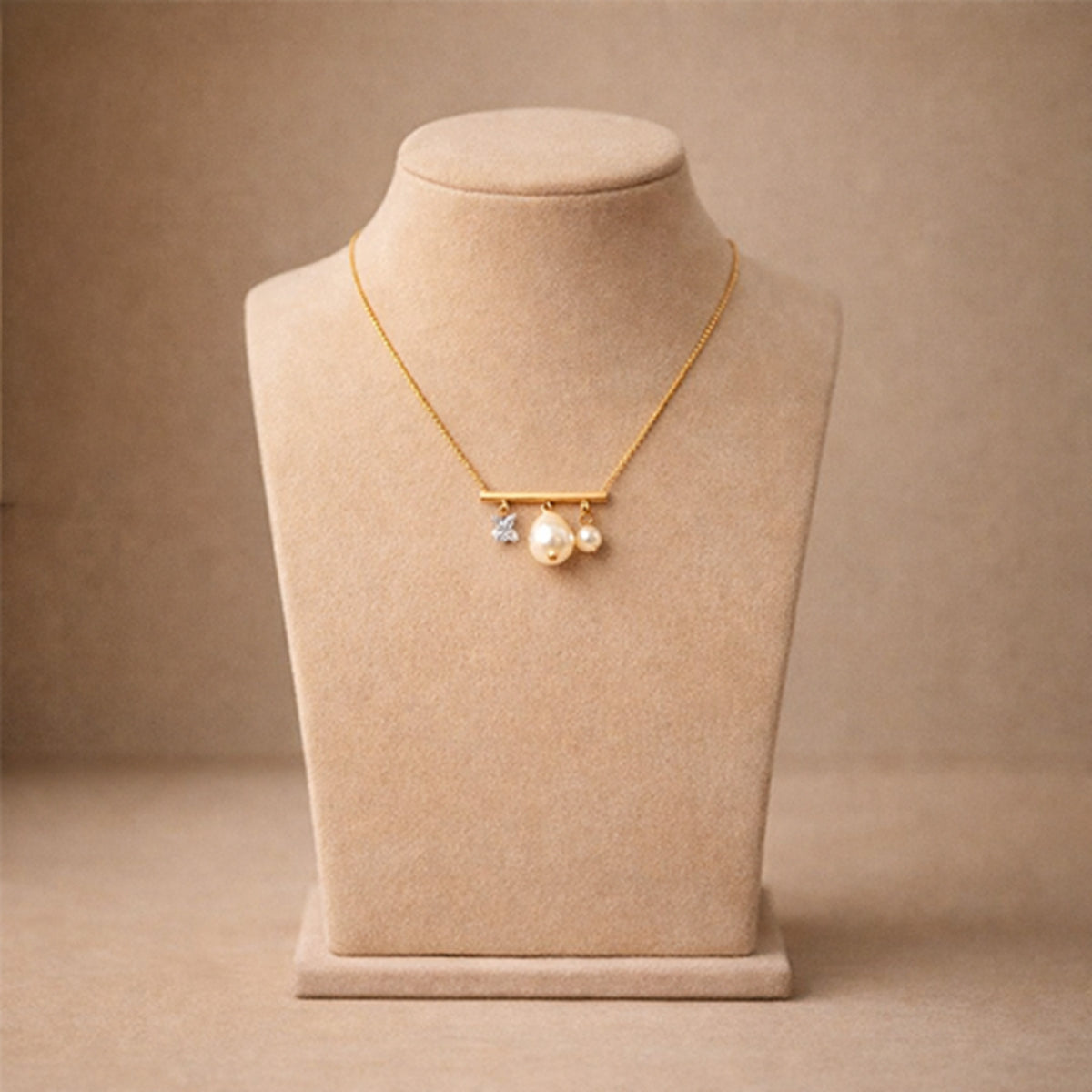 Golden Pearl Balance Pendant Necklace