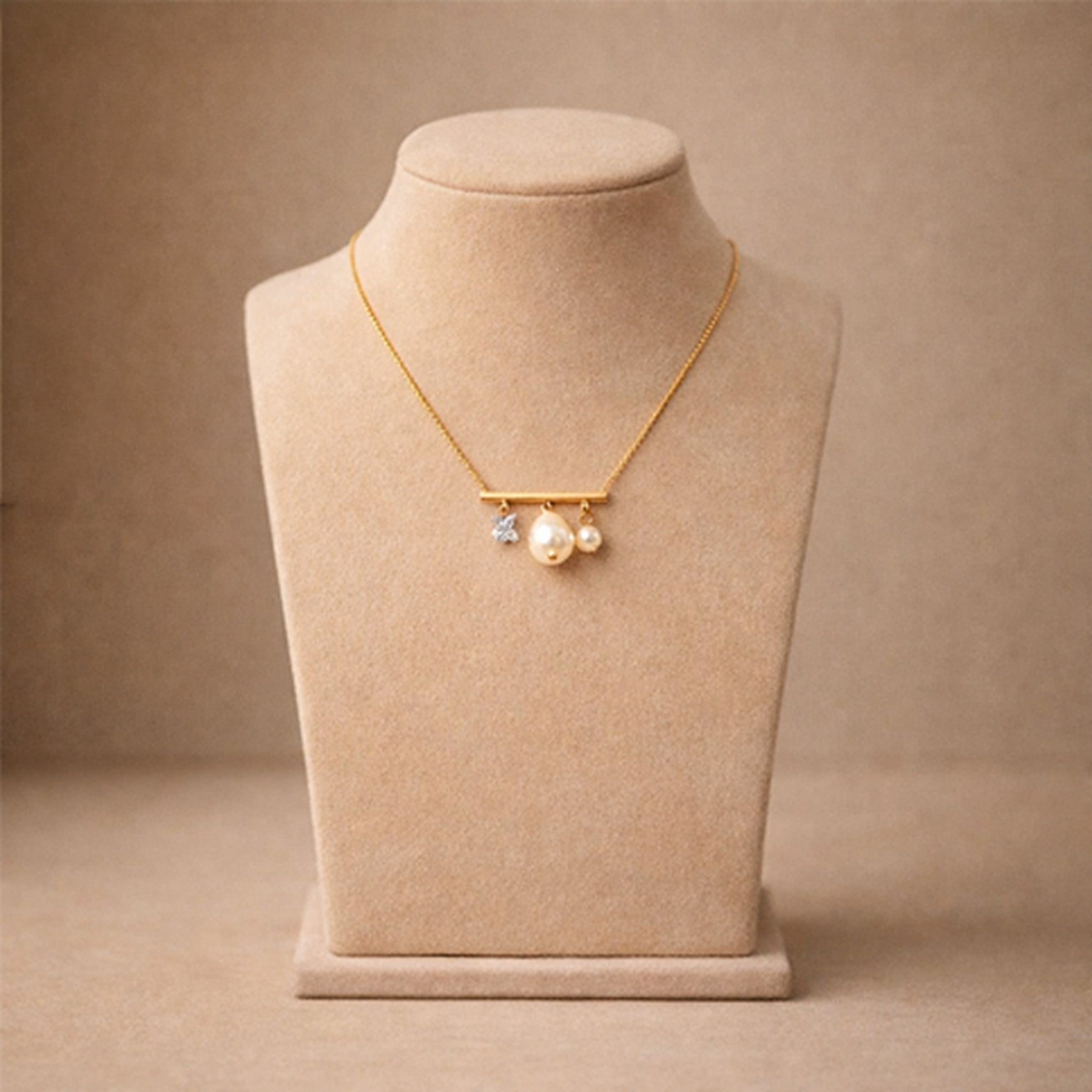 Golden Pearl Balance Pendant Necklace