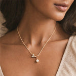 Celestial Pearl Charm Gold Necklace