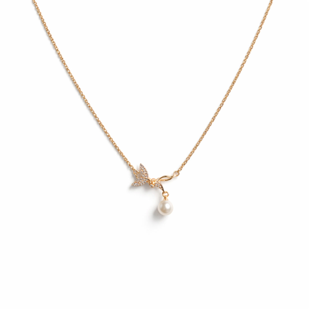 Celestial Pearl Charm Gold Necklace