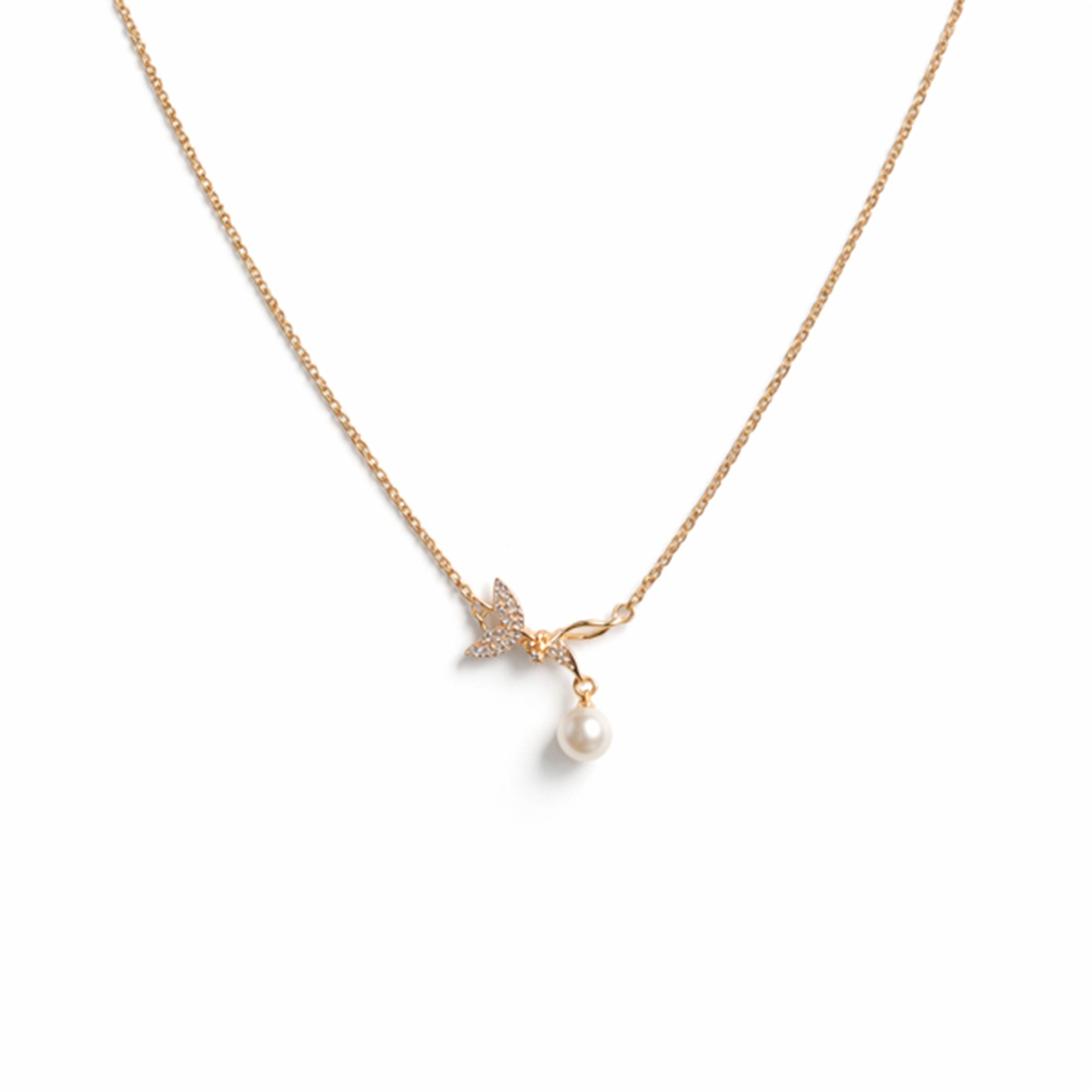 Celestial Pearl Charm Gold Necklace