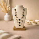 Elegant Black Crystal Layered Necklace