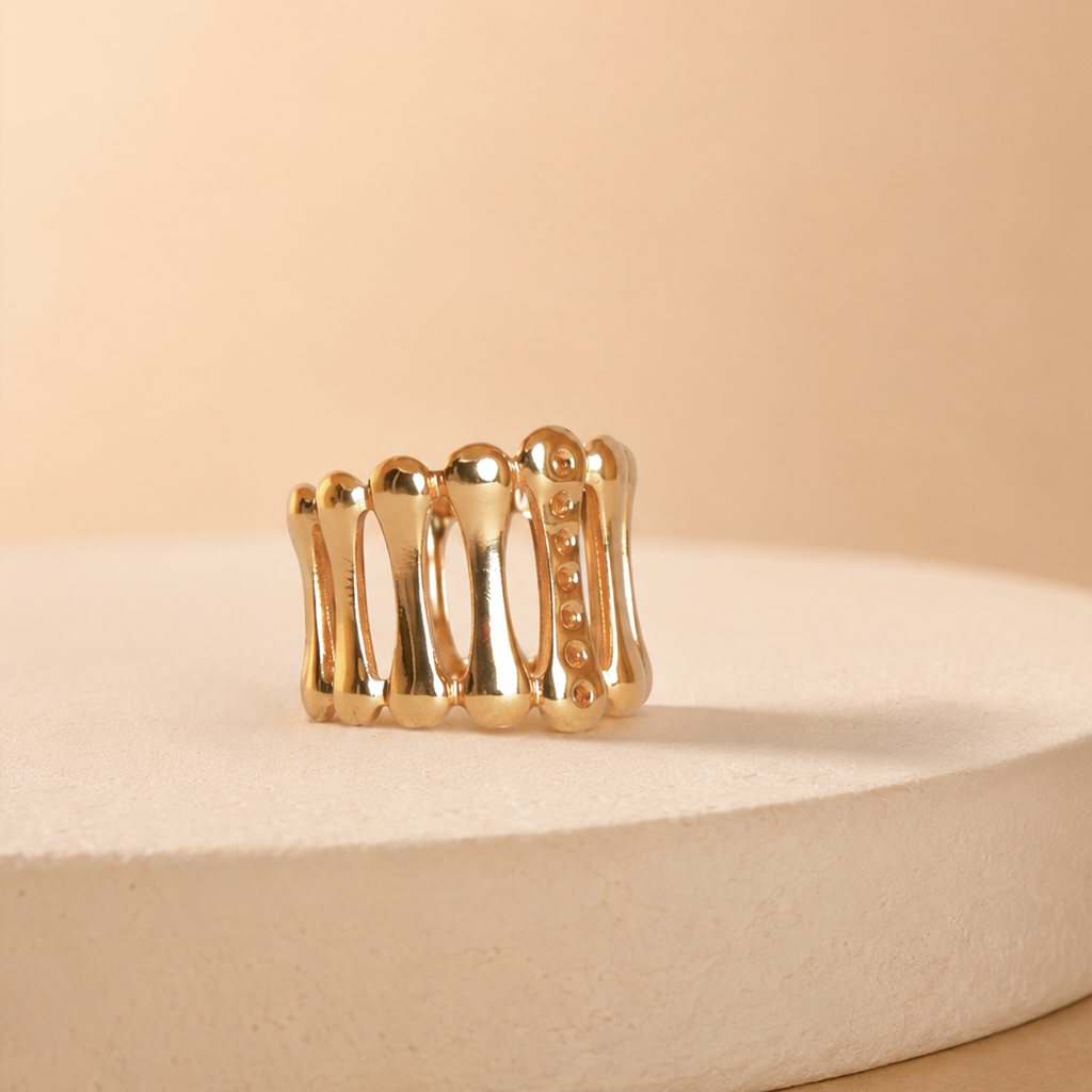 Gold Plated Textured Open Ring