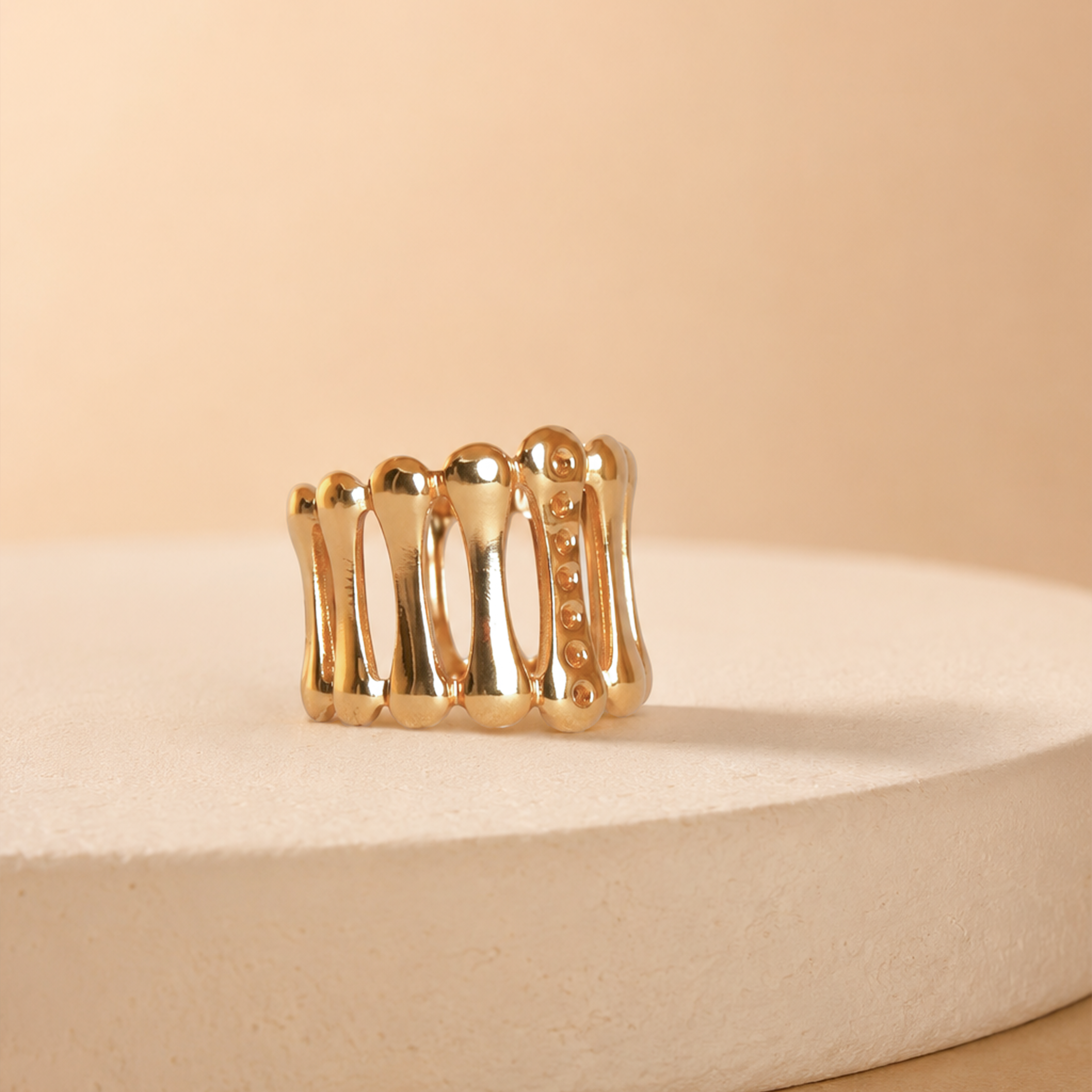 Gold Plated Textured Open Ring
