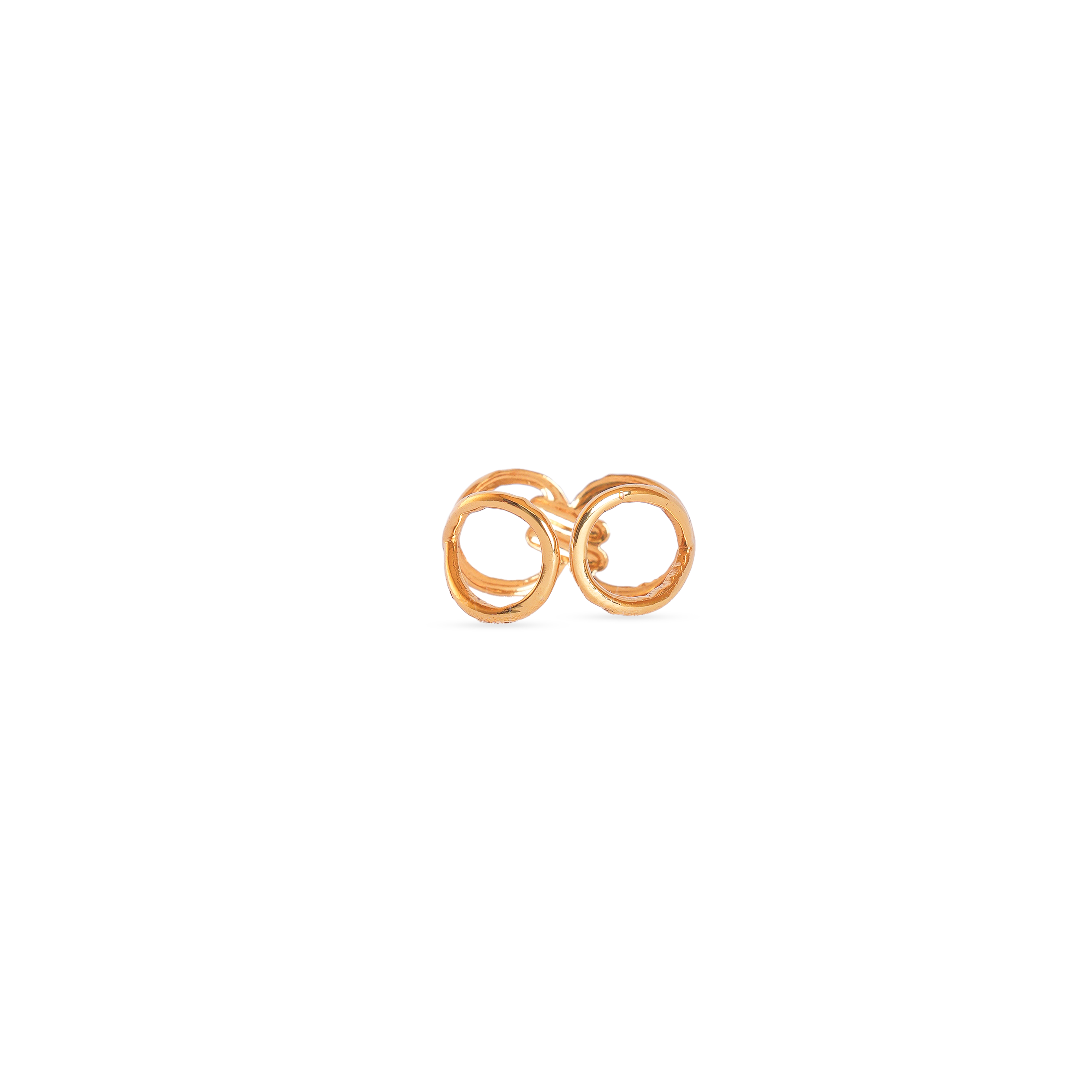 Gold-plated adjustable ring for women with two interlocked oval links