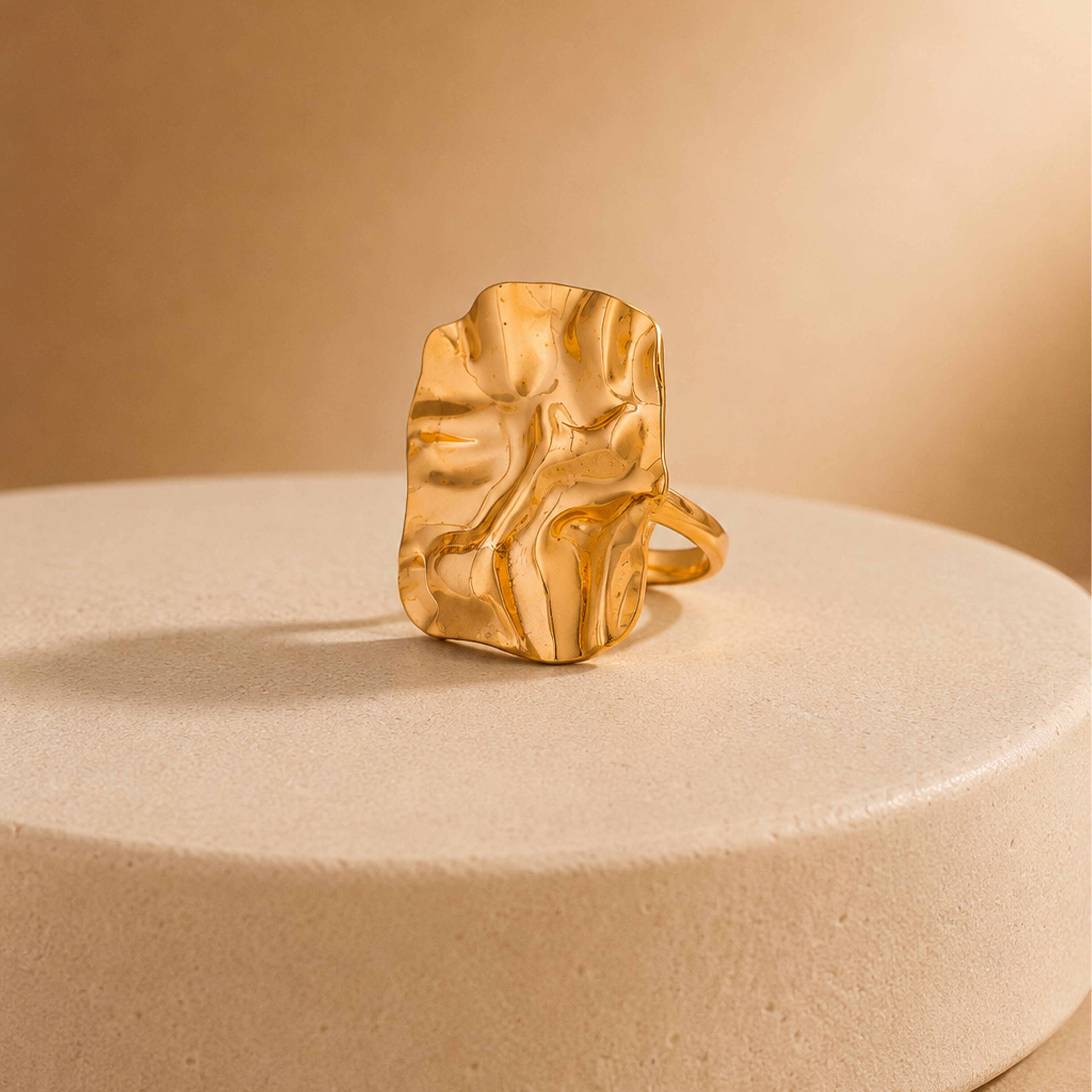 Gold Plated Rectangle Statement Ring