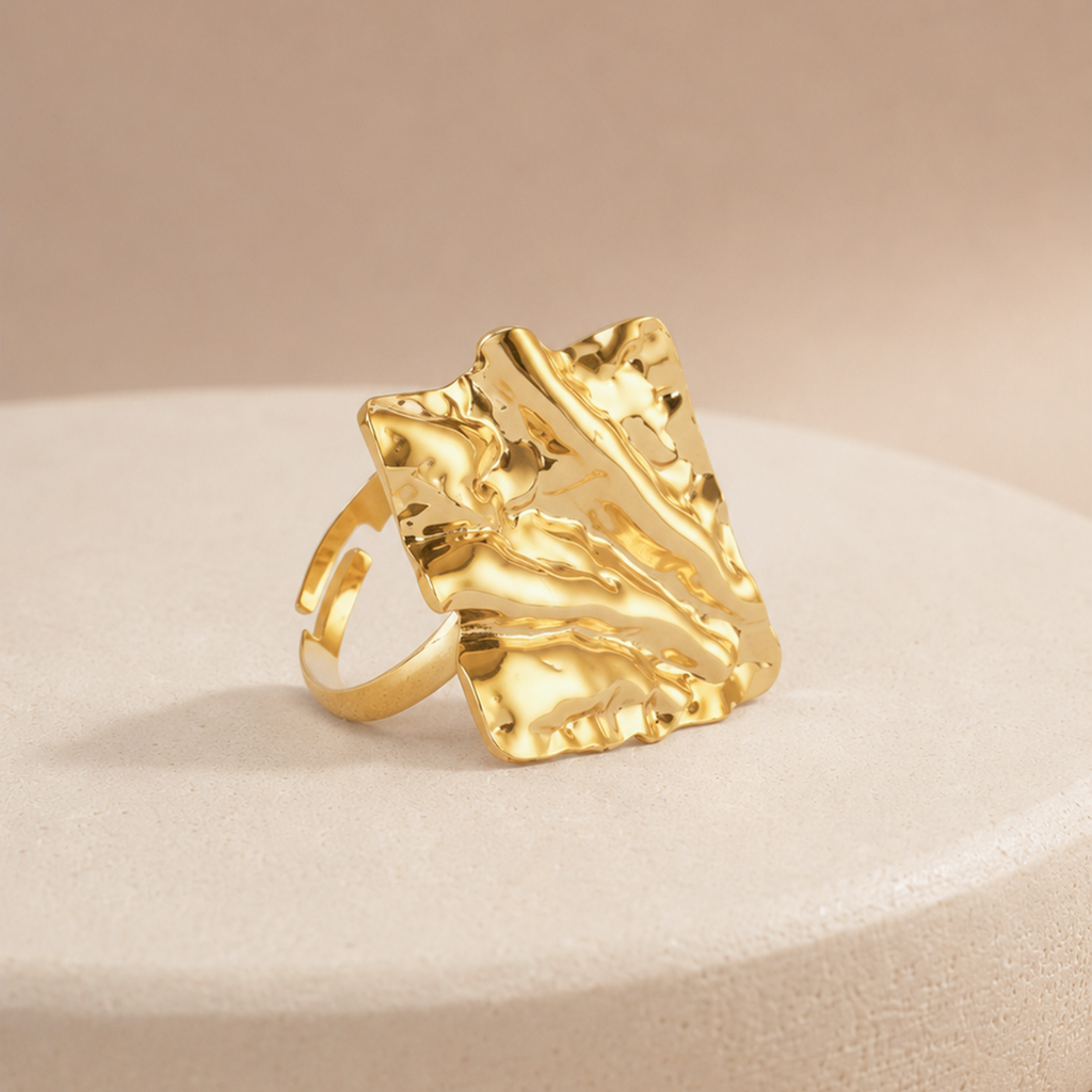 Gold Plated Leaf Ring