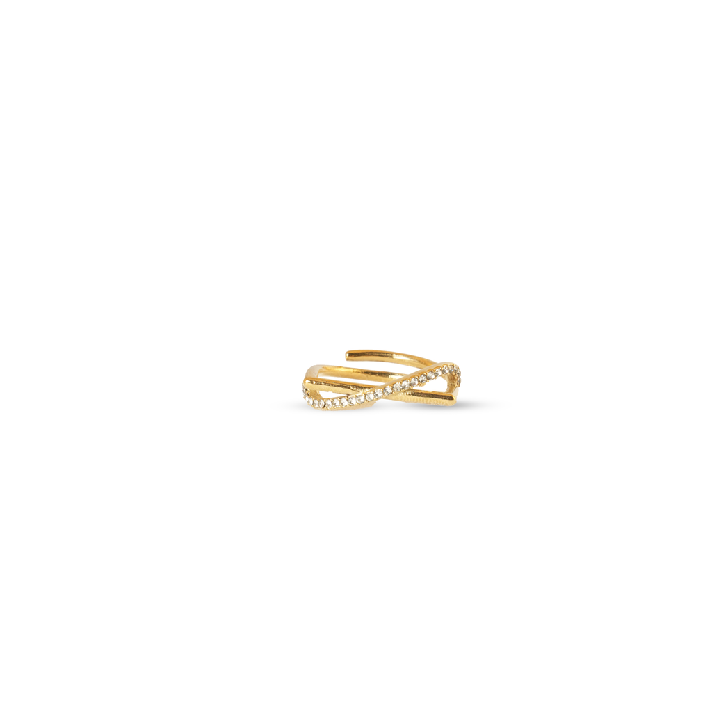Twisted Crystal Ribbon Ring
