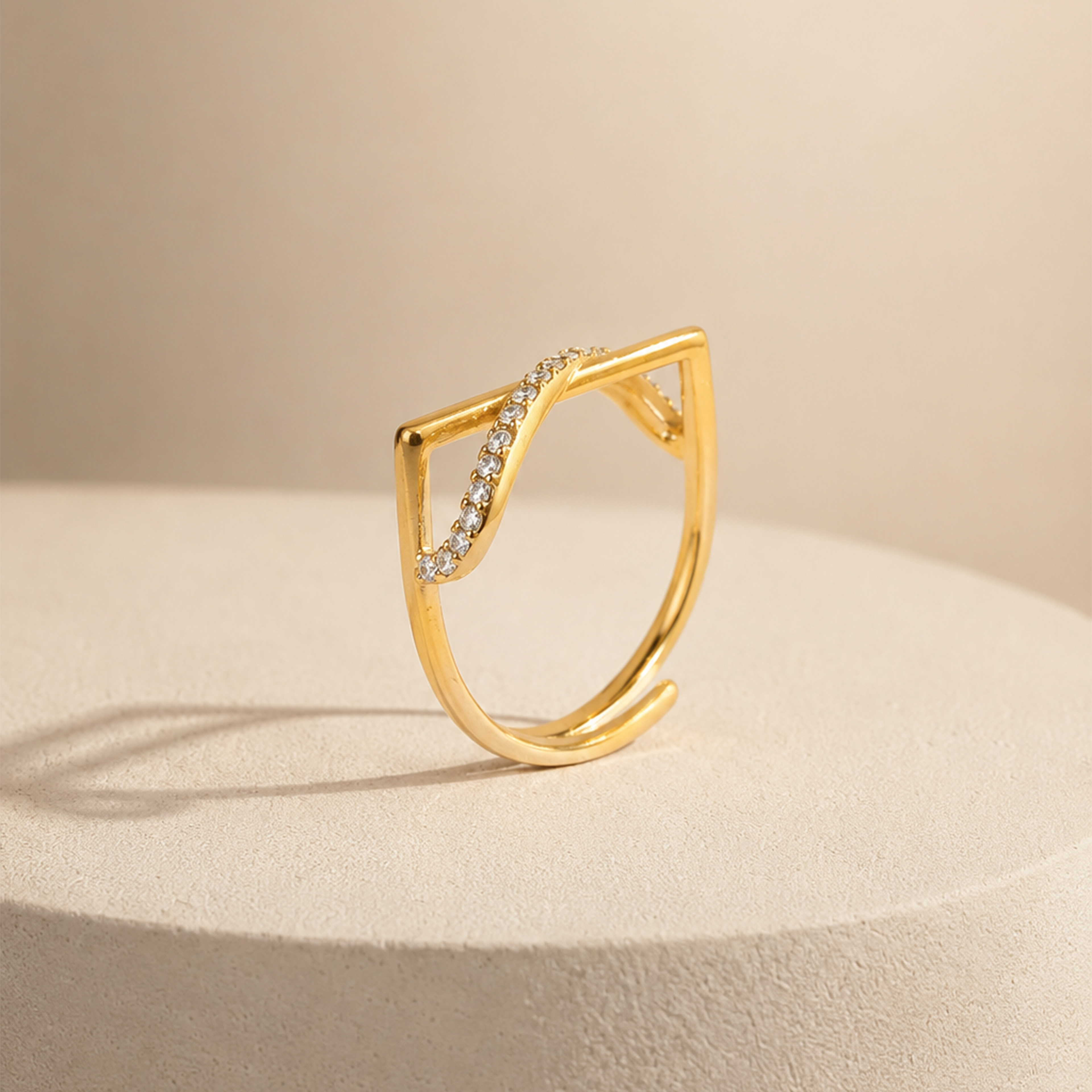 Twisted Crystal Ribbon Ring