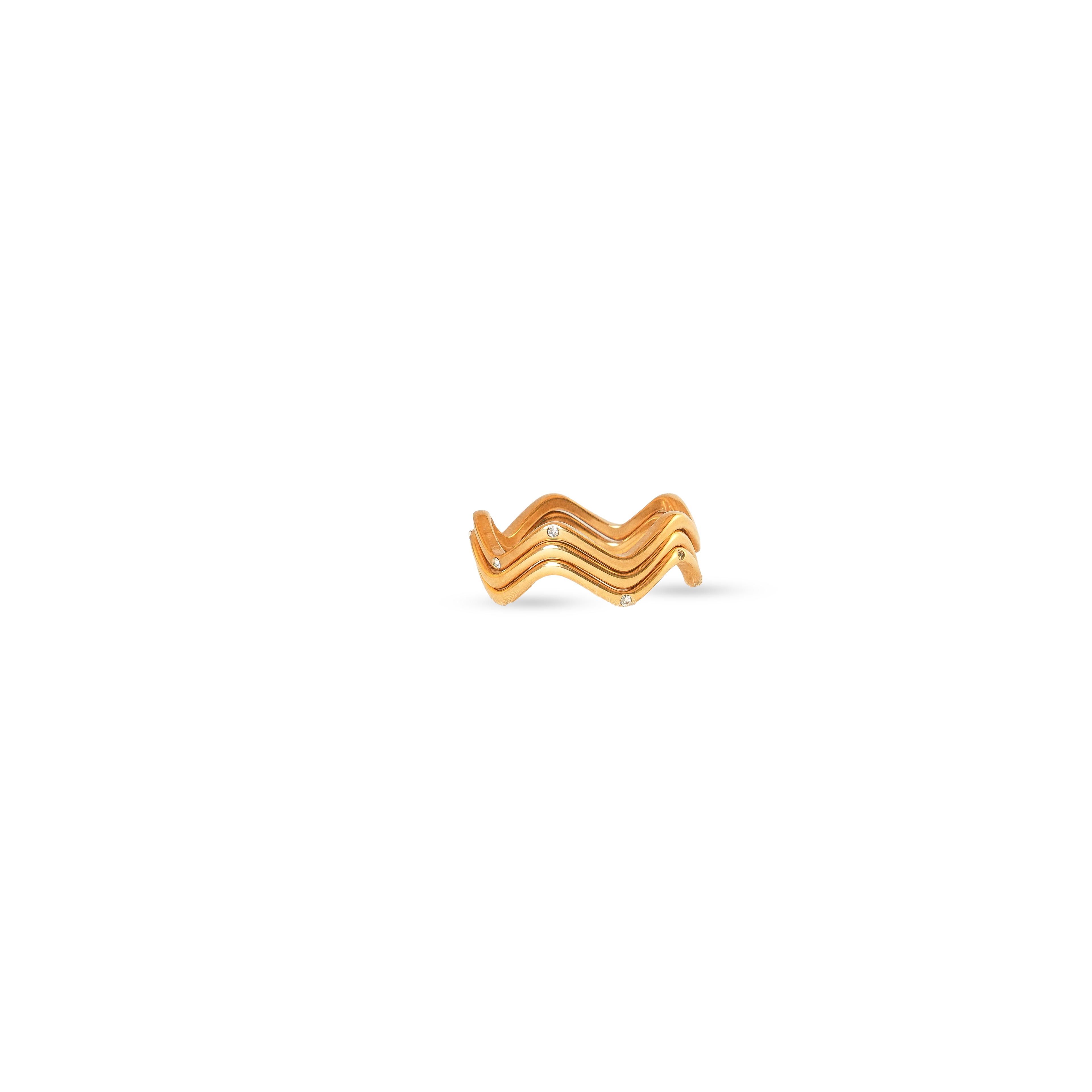 Gold-plated Triple Wave Layered Ring for women with three flowing lines