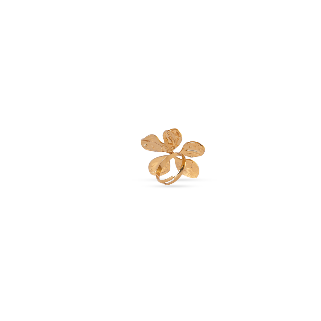 Gold Plated Floral Adjustable Ring for Women