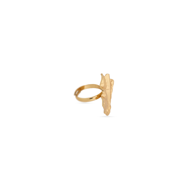 Gold Plated Leaf Ring