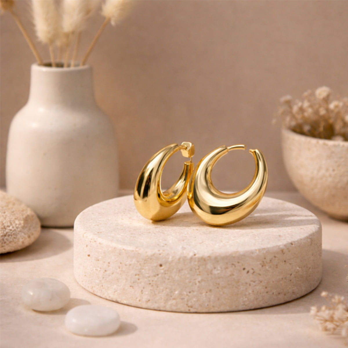 Elegant Gold Crescent Hoop Earrings