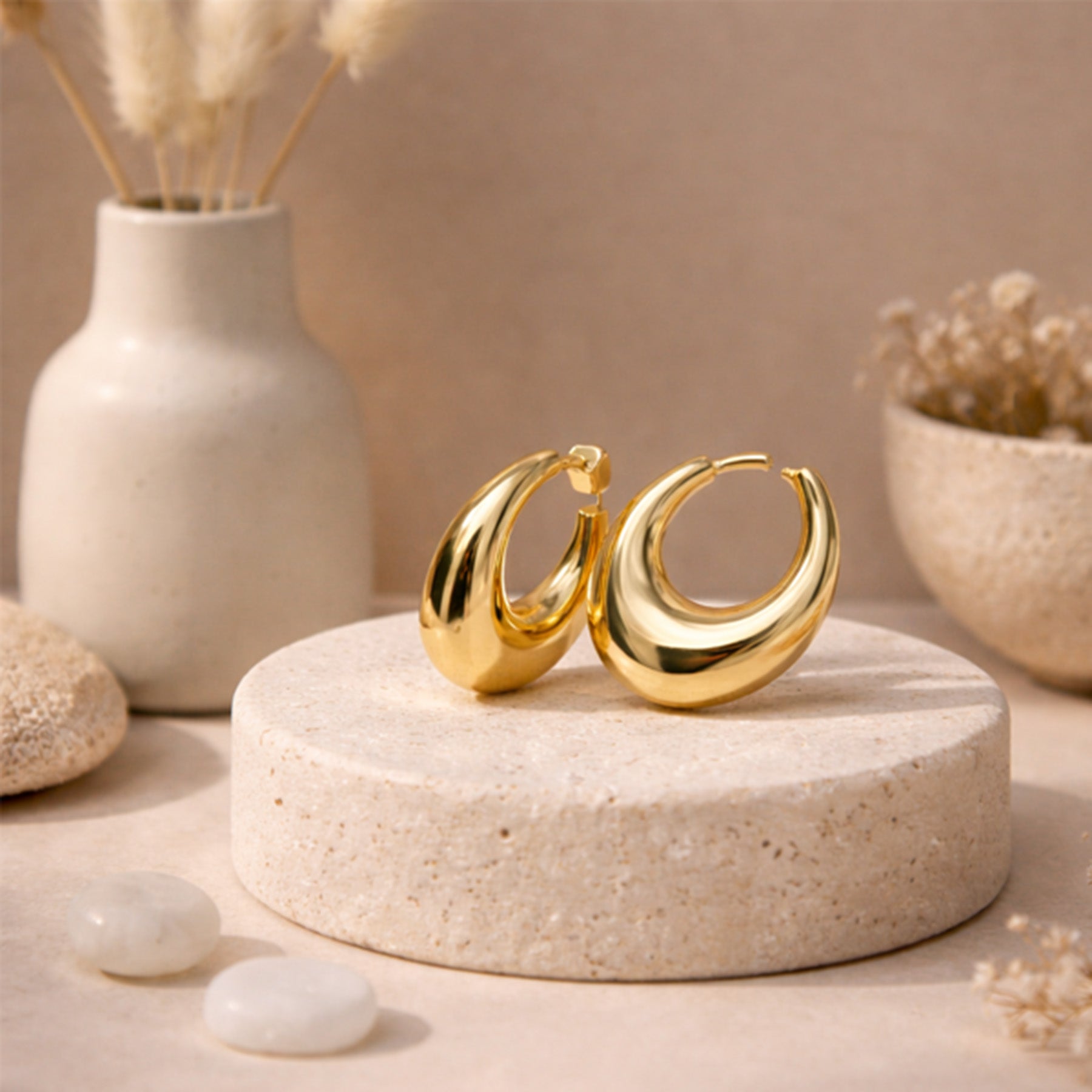 Gold Spiral Hoop Earrings