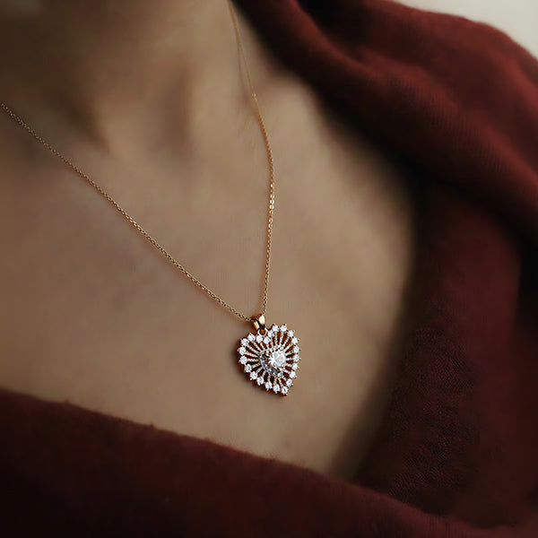 Blush Halo Gold Pendant Necklace