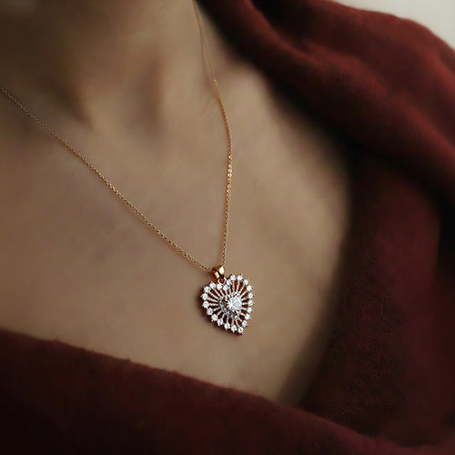 Blush Halo Gold Pendant Necklace