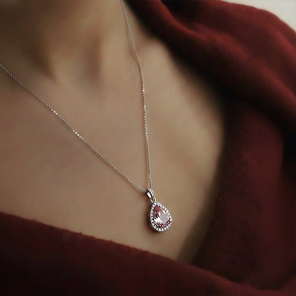 Blush Pink Teardrop Pendant Necklace