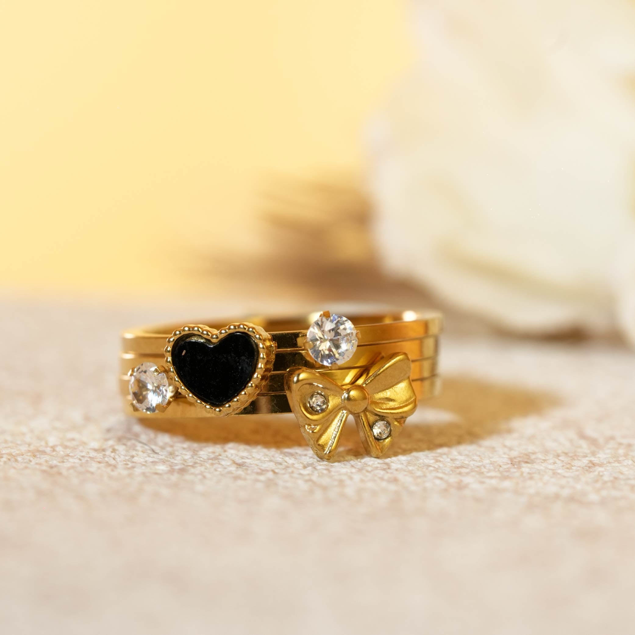 Midnight Heart Bloom Ring