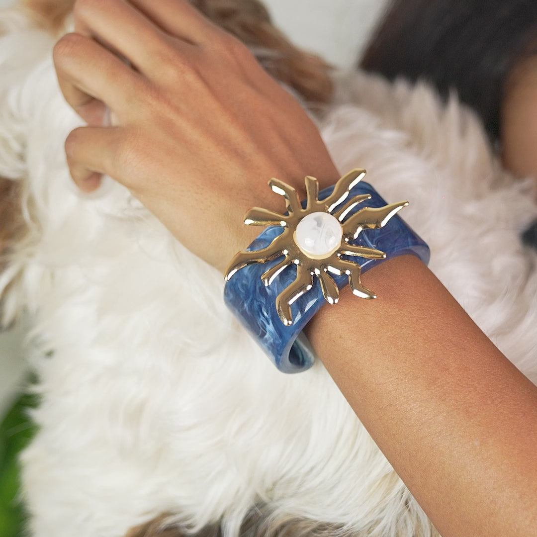 Sunburst Charm Cuff Bracelet